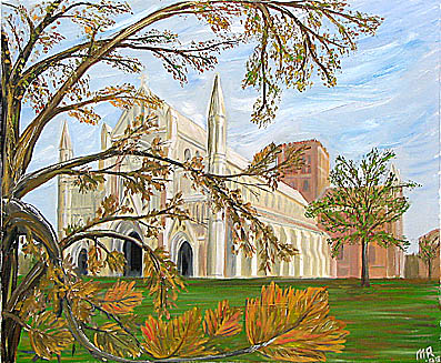 st albans abbey oil painting